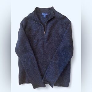 BDG Men's Dark Gray w/Blue Wool Blend Zip-Up Sweater